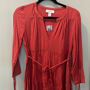 NEW XS Motherhood Maternity long sleeve blouse - Dark Coral Pink/Orange